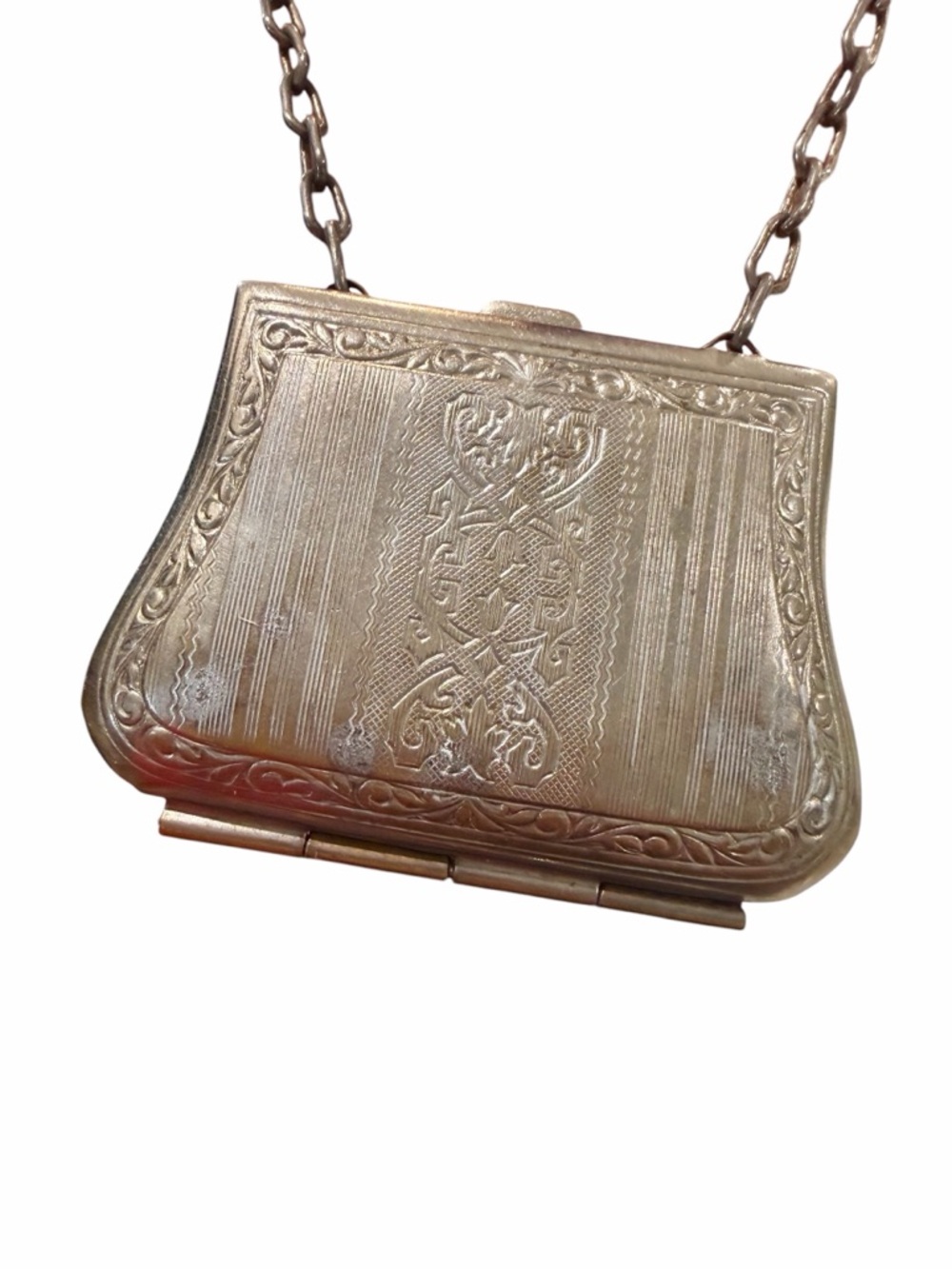 Antique Art Nouveau Miniature Finger Purse German Silver Original  Melon Lining